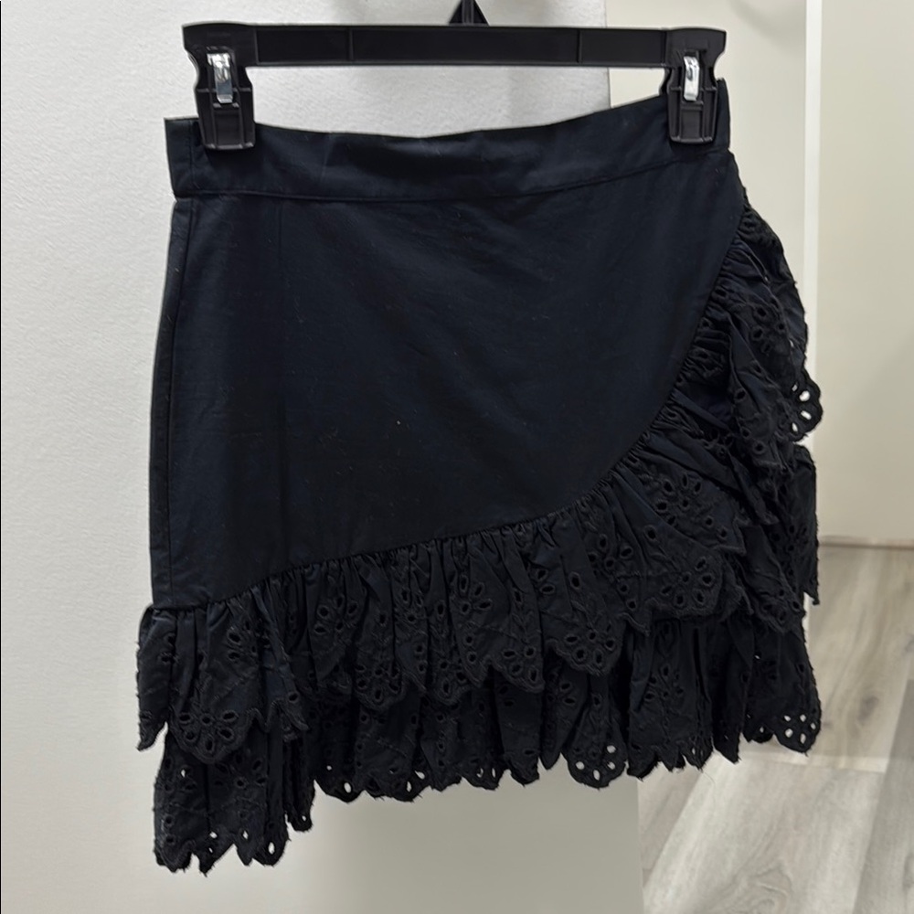 Zara Black Asymmetrical Wrap Mini Skirt